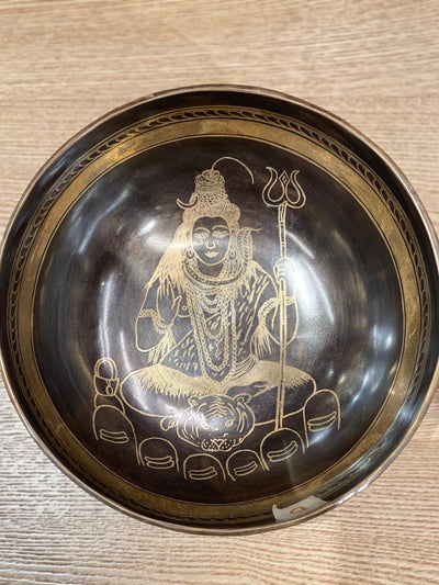 尼泊爾手工頌缽 Nepal Handmade Singing Bowl 濕婆神圖案 Lord Shiva Design Carving 8" 20cm