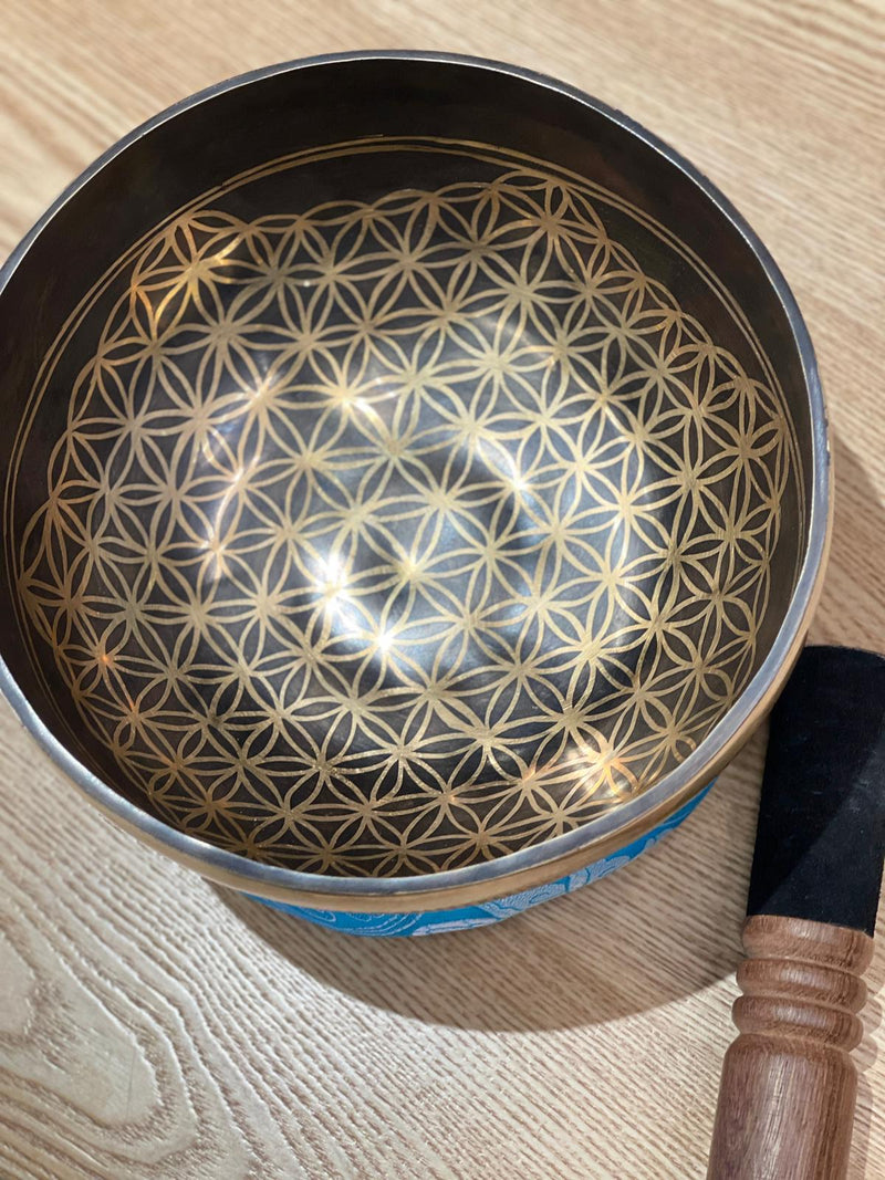 尼泊爾手工頌缽 Nepal Handmade Singing Bowl 生命之花圖案 Flower of Life Design Carving 8" 20cm