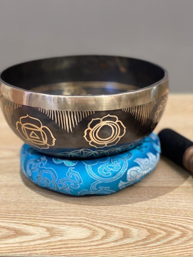 尼泊爾手工頌缽 Nepal Handmade Singing Bowl 生命之花圖案 Flower of Life Design Carving 8" 20cm