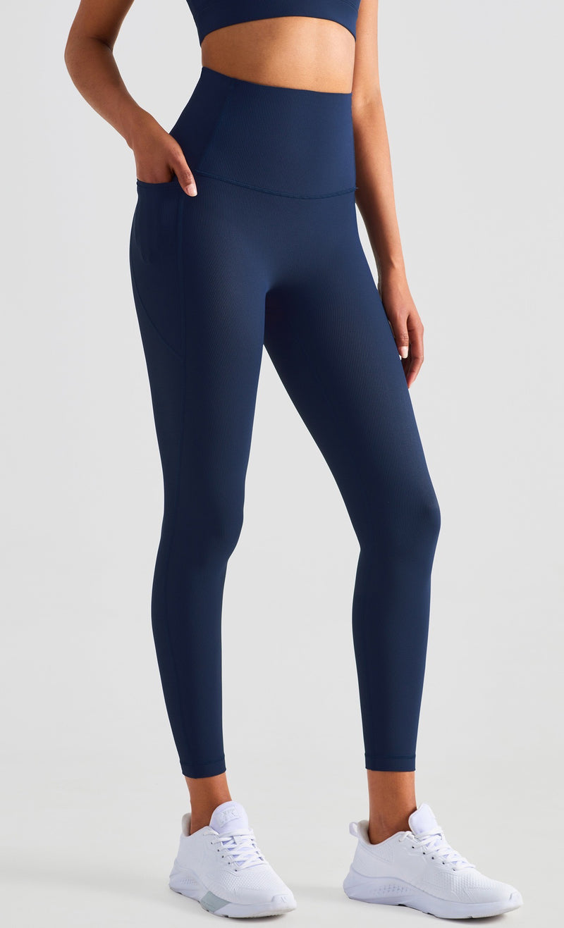 THE YOGI “Ribee“ 羅紋高腰提臀側袋褲 Yoga Wear Bottoms Leggings