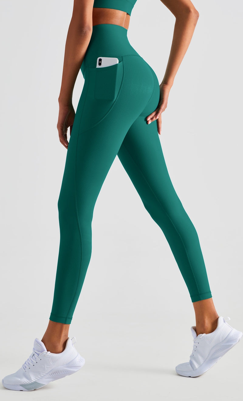 THE YOGI “Ribee“ 羅紋高腰提臀側袋褲 Yoga Wear Bottoms Leggings