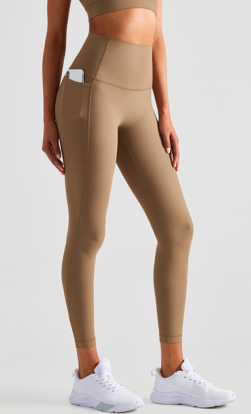 THE YOGI “Ribee“ 羅紋高腰提臀側袋褲 Yoga Wear Bottoms Leggings