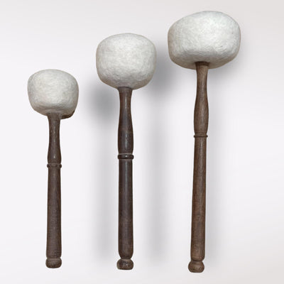 白色尼泊爾頌缽毛氈鼓棒 Singing Bowl Wool felt mallet | Drum Stickl | Handmade woolen striker for Singing bowl and Gongs White