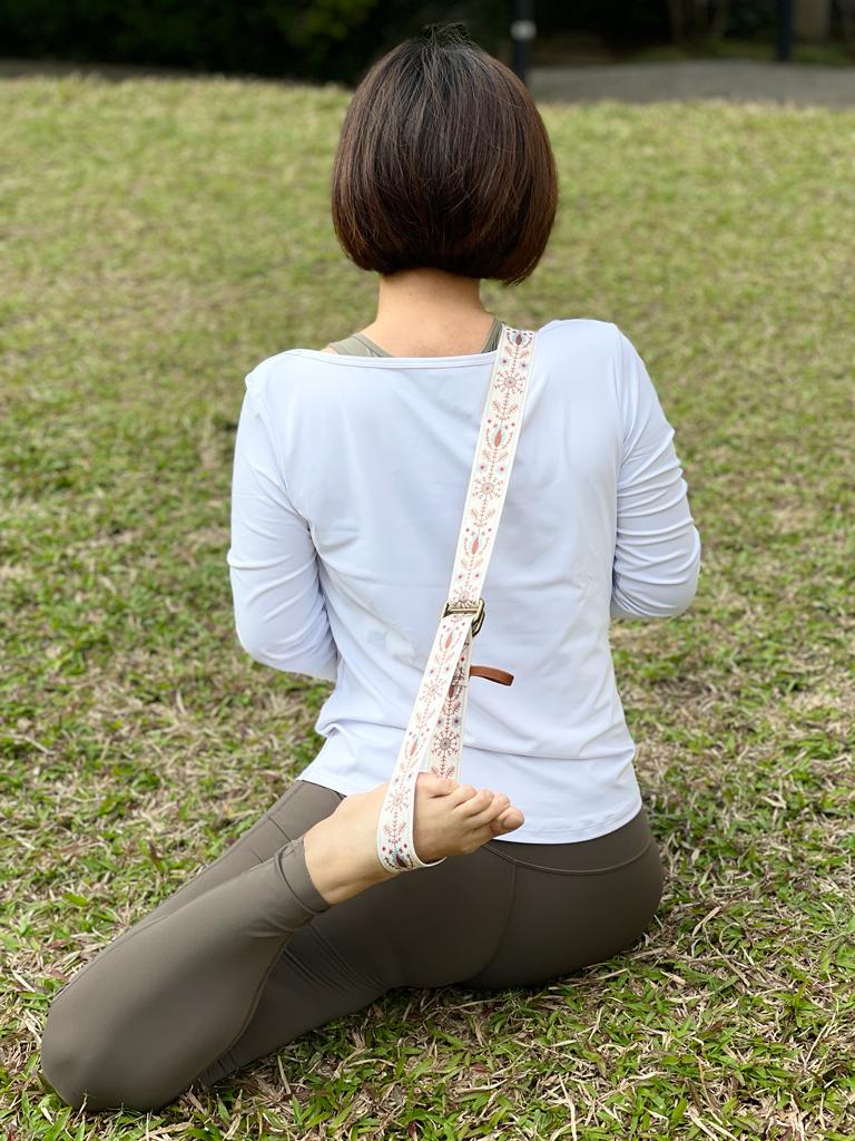 Yoga Stretch Stretching Strap Bohemian/Boho Style 民族圖案運動伸展帶瑜伽帶 米色 Beige